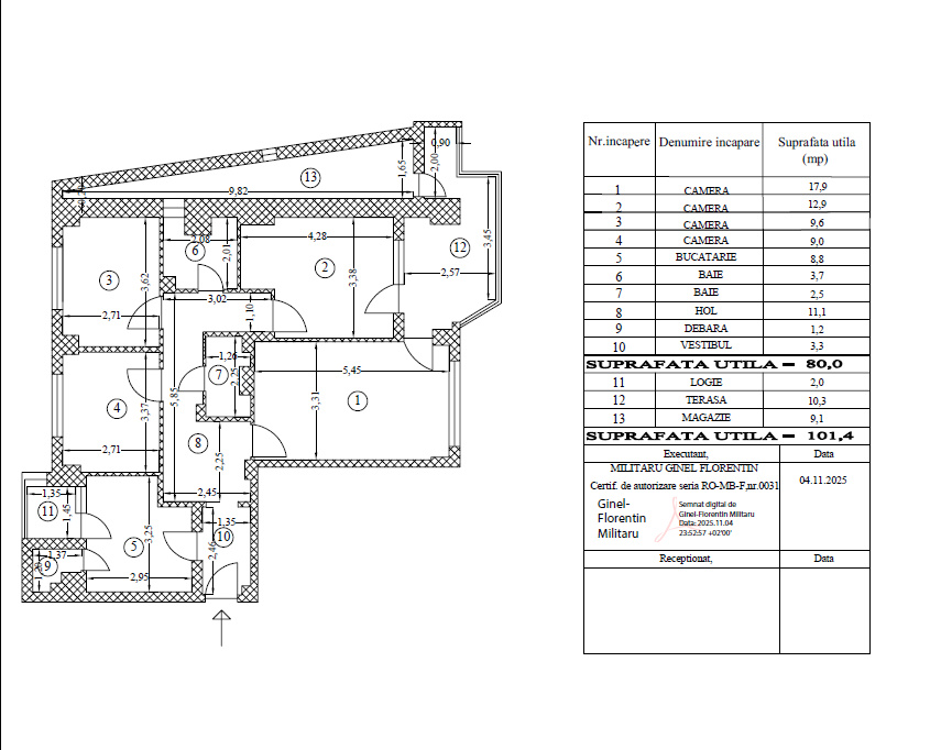 4 Camere Decomandat DE RENOVAT 101 MP Total